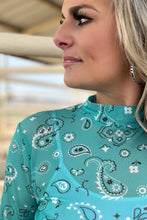 Load image into Gallery viewer, Bandana Babe Mesh Top Turquoise