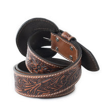 Load image into Gallery viewer, Brown Tooled Myra Belt
