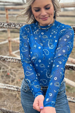 Load image into Gallery viewer, Bandana Babe Mesh Top Blue