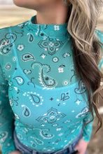 Load image into Gallery viewer, Bandana Babe Mesh Top Turquoise