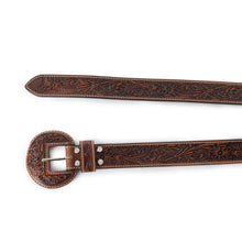 Load image into Gallery viewer, Brown Tooled Myra Belt
