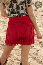 Load image into Gallery viewer, Forth Worth Fringe Skirt Red