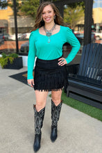 Load image into Gallery viewer, Forth Worth Fringe Skirt -Black