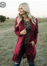 Load image into Gallery viewer, Scottsdale Suede Fringe Jacket Wine