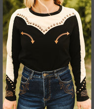 Load image into Gallery viewer, Black western studded long sleeve shirt