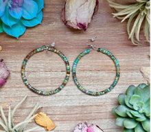 Load image into Gallery viewer, Turquoise Hoop Heishi Earrings