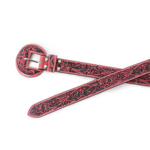 Load image into Gallery viewer, Red Tooled Myra Belt