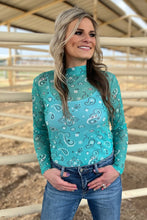 Load image into Gallery viewer, Bandana Babe Mesh Top Turquoise