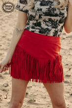 Load image into Gallery viewer, Forth Worth Fringe Skirt Red