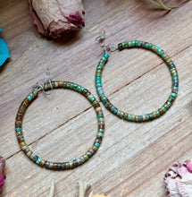 Load image into Gallery viewer, Turquoise Hoop Heishi Earrings