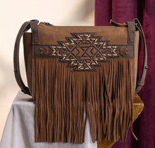 Load image into Gallery viewer, Trinity Ranch Aztec Tooled Fringe Crossbody