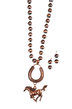 Load image into Gallery viewer, Howlite Horse Run Copper Necklace