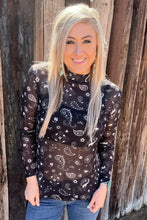 Load image into Gallery viewer, Bandana Babe Mesh Top Black