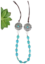Load image into Gallery viewer, Turquoise Naja Beaded Concho Cord Necklace