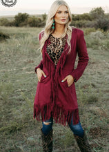 Load image into Gallery viewer, Scottsdale Suede Fringe Jacket Wine