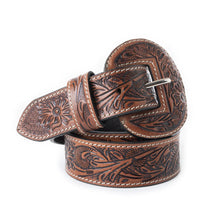 Load image into Gallery viewer, Brown Tooled Myra Belt