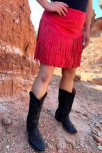 Load image into Gallery viewer, Forth Worth Fringe Skirt Red