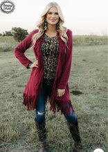 Load image into Gallery viewer, Scottsdale Suede Fringe Jacket Wine