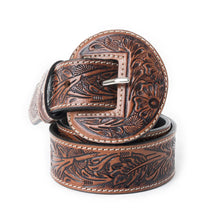 Load image into Gallery viewer, Brown Tooled Myra Belt