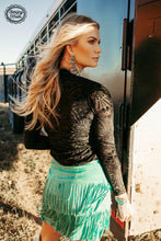 Load image into Gallery viewer, Forth Worth Fringe Skirt Turquoise