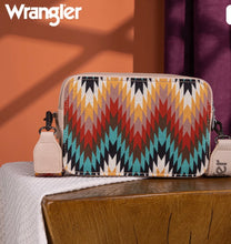 Load image into Gallery viewer, Wrangler Southwestern Pattern Dual Sided Print Crossbody Purse With Wallet Compartment - Tan
