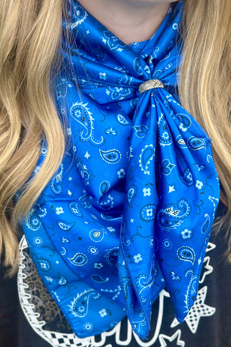 Blue Bandana Print Wild  Rag