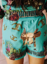 Load image into Gallery viewer, Turquoise Cactus Western Pinup Short Set
