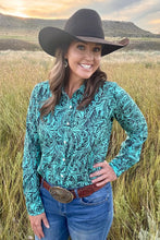 Load image into Gallery viewer, Tooled In Turquoise Performance Top
