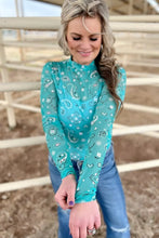 Load image into Gallery viewer, Bandana Babe Mesh Top Turquoise
