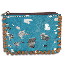 Load image into Gallery viewer, Turquoise Acid Wash Cowhide Card Holder
