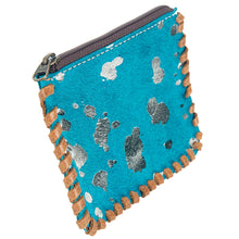 Load image into Gallery viewer, Turquoise Acid Wash Cowhide Card Holder
