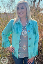 Load image into Gallery viewer, Turquoise Fringe Jacket
