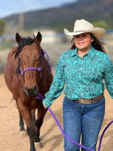 Load image into Gallery viewer, Tooled In Turquoise Performance Top
