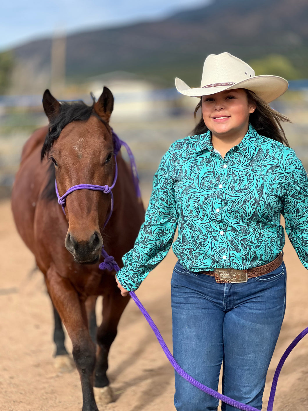 Tooled In Turquoise Performance Top