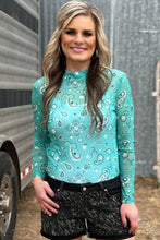Load image into Gallery viewer, Bandana Babe Mesh Top Turquoise
