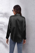 Load image into Gallery viewer, Black Button Down Silky Long Sleeve Top
