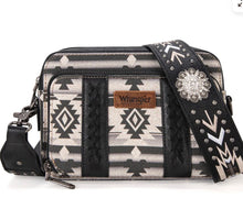 Load image into Gallery viewer, Wrangler Aztec Printed Crossbody Purse With Wallet Compartment - Black

