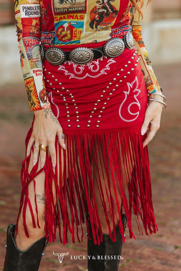 Red Boot Stitch  Skirt