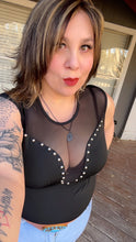 Load image into Gallery viewer, Black Studded Bodysuit Mesh
