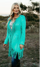 Load image into Gallery viewer, Scottsdale Turquoise  Suede Fringe Jacket
