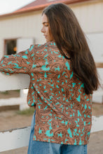 Load image into Gallery viewer, Turquoise Tooled Sweat Shirt
