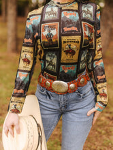 Load image into Gallery viewer, Vintage Rodeo Poster Collage Mesh Top
