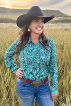 Load image into Gallery viewer, Tooled In Turquoise Performance Top
