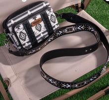 Load image into Gallery viewer, Wrangler Aztec Printed Crossbody Purse With Wallet Compartment - Black
