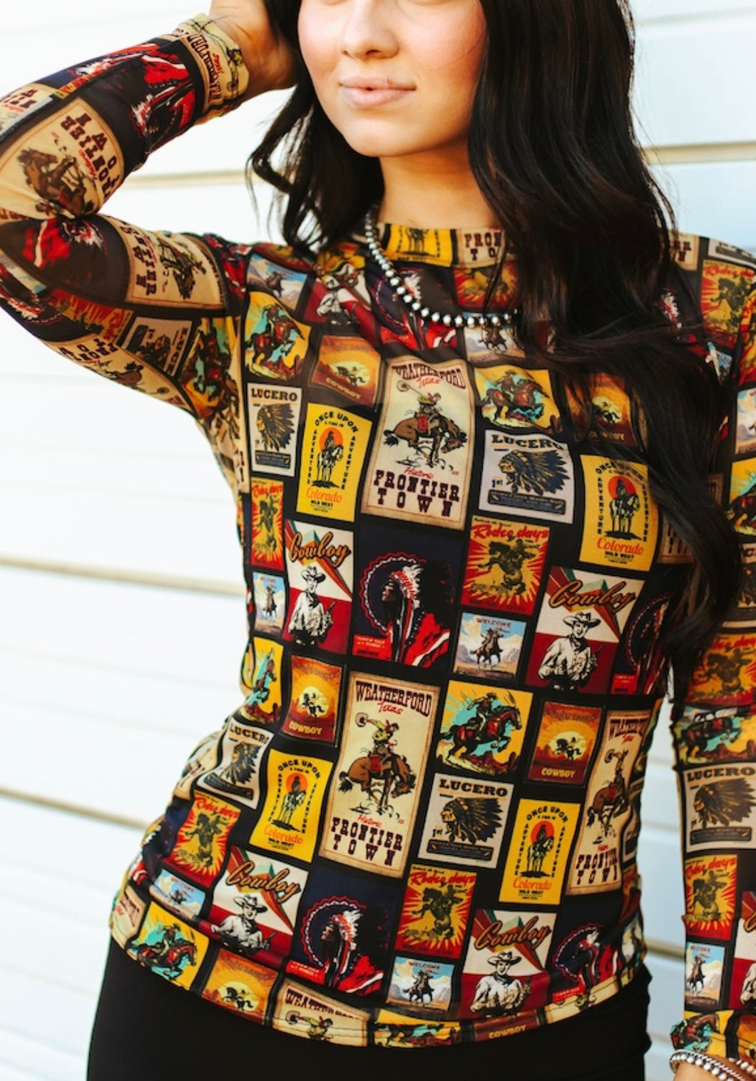 Vintage  Collage Mesh Top