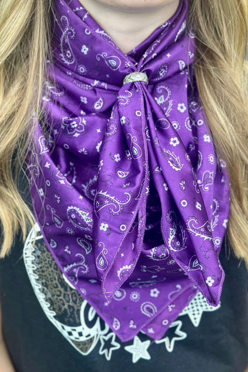 Purple Bandana Print Wild Rag