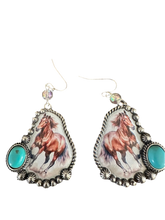 Load image into Gallery viewer, Western Horse Print Earrings
