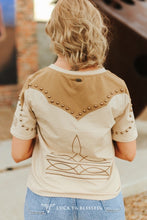 Load image into Gallery viewer, Cream western studded short sleeve shirt
