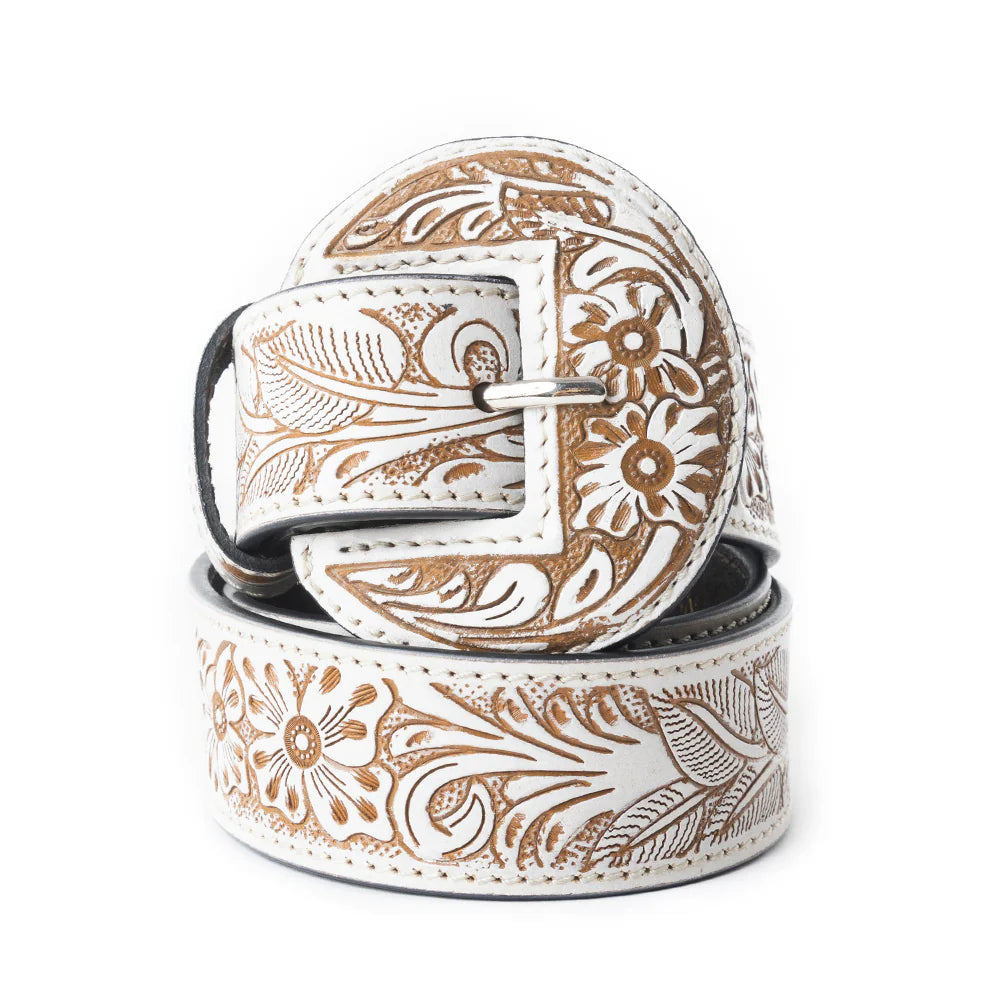 White Tooled Myra Belt
