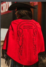 Load image into Gallery viewer, Red Fringe Boot Stitch Cape
